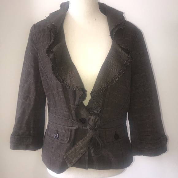 LOFT Jackets & Blazers - LOFT Brown Plaid Jacket Size 10